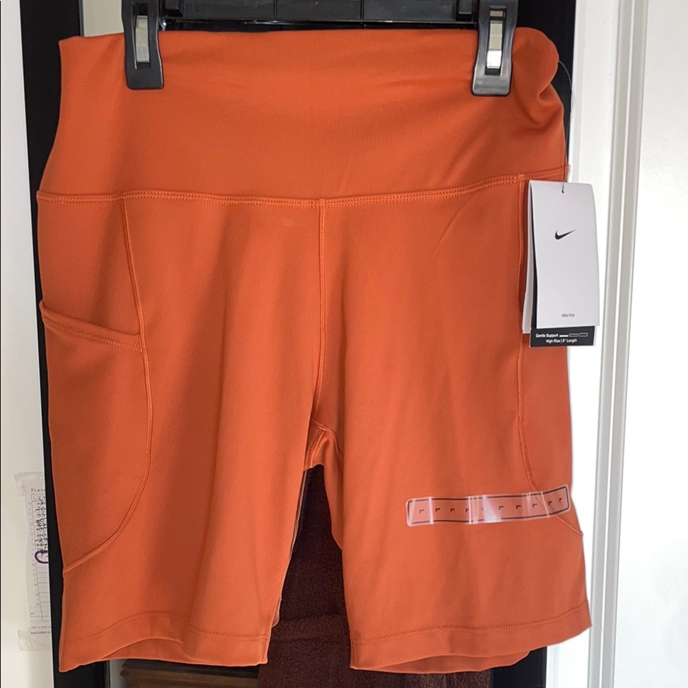 Women’s high waisted bike shorts- burnt sunrise
